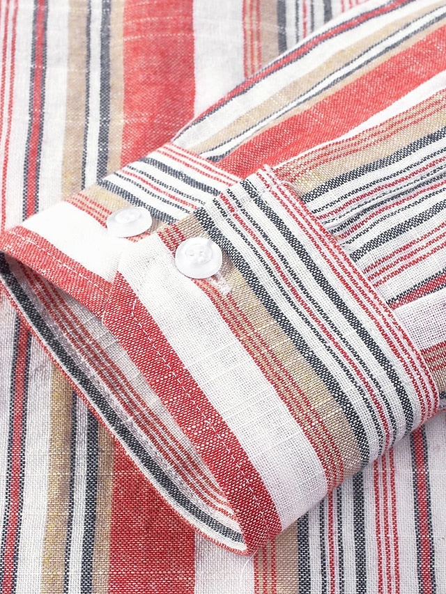 Striped Button Shirt Casual Shirts Men's Up
