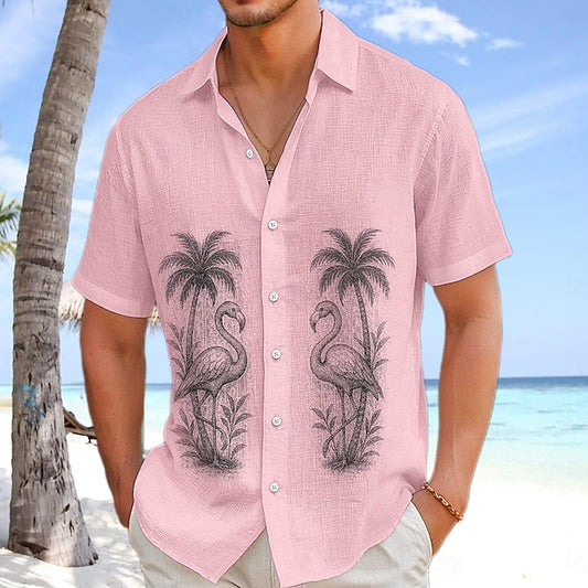 Linen Summer Wear Men's Shirt Button Beach Up