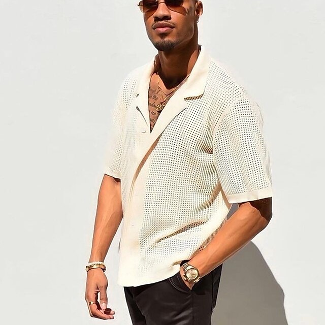 Button Summer Men's Beach Shirt Up Casual