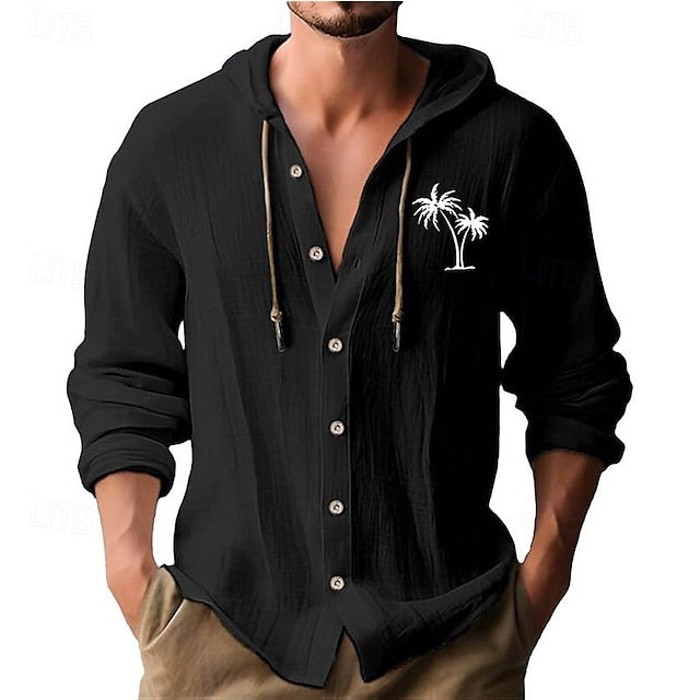 Aloha Men's Shirt Casual Minimalist White Cotton