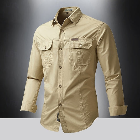 Men's Casual Cargo Summer Button Up Shirt