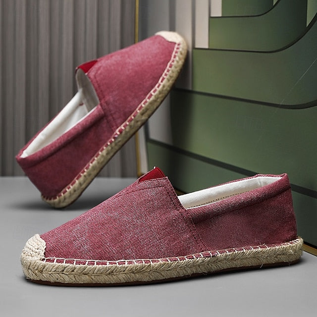 Shoes Slip-On Men's Rope with Canvas Red Espadrille Jute