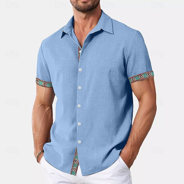 Men's Shirt Summer Wear Plain Beach Linen