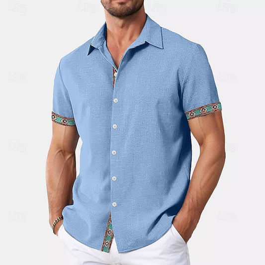 Men's Shirt Summer Wear Plain Beach Linen