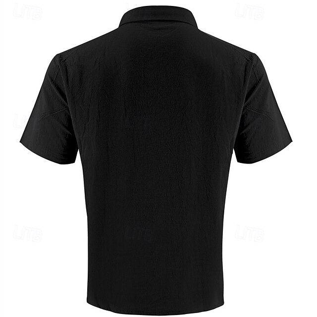 Casual Men's Cotton Shirt Linen Up Button