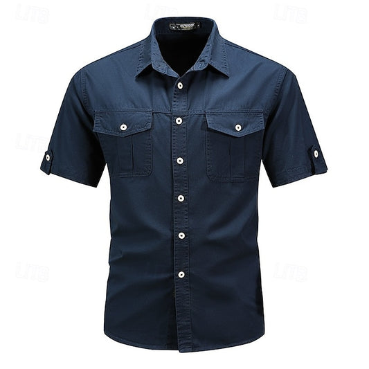 Cargo Men's Summer Button Shirt Up Casual