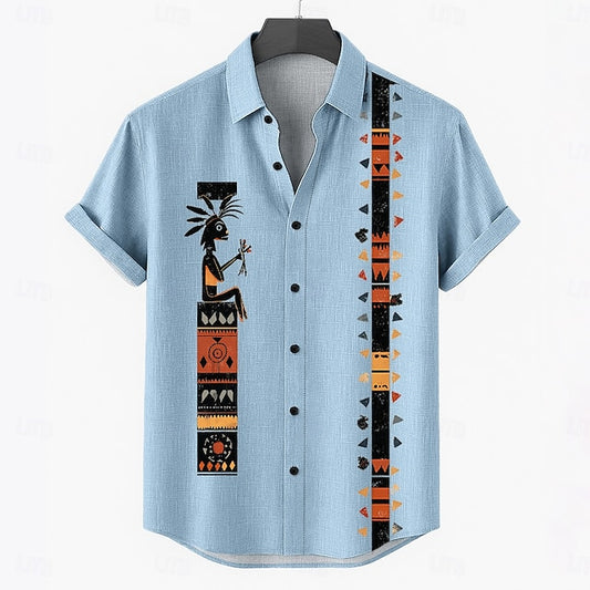 Summer Shirt Wear Beach Up Button Men's Linen