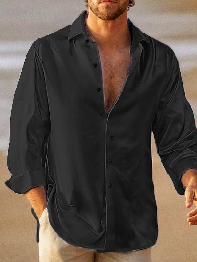 Button Casual Beach Wear Shirt Men's Up Summer