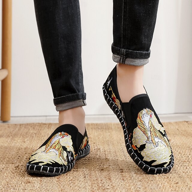 White Espadrille Men's Shoes Slip-On Artistic with