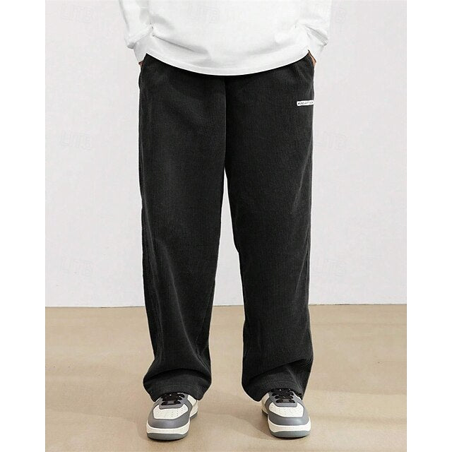 Trousers Pants Straight Leg Men's Corduroy Athletic