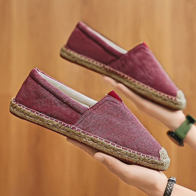 Shoes Slip-On Men's Rope with Canvas Red Espadrille Jute
