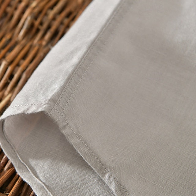 Up Cotton Casual Shirt Men's Button Linen
