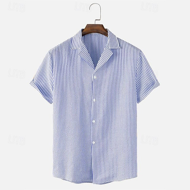 Shirt Men's Up Summer Beach Button Casual