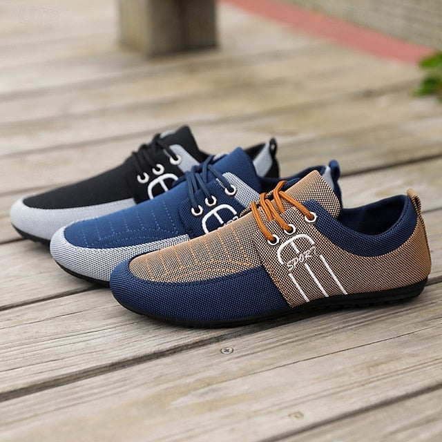 Contrasting Textures Slip-On Casual Shoes Nylon Men's with
