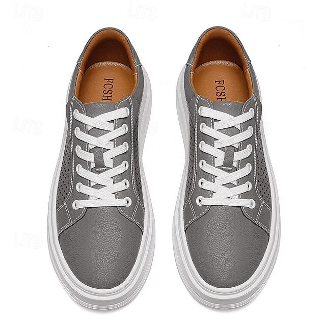 Low-Top Faux Green Leather Men's Sneakers