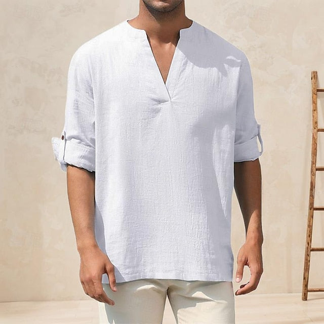 Linen Men's White Shirt Cotton Summer