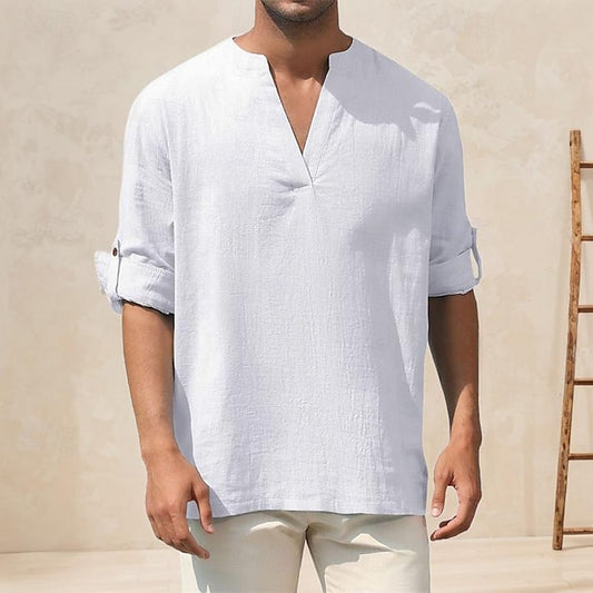 Linen Men's White Shirt Cotton Summer