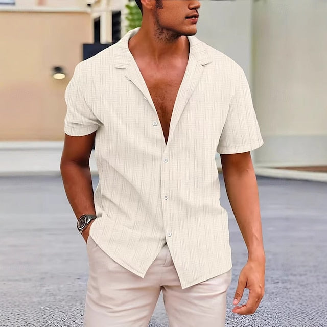 Men's Beach Summer Casual Up Shirt Button