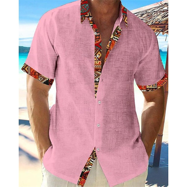 Up Casual Beach Button Men's Shirt Summer