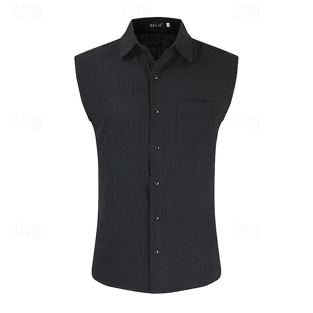 Men's Shirt White Cotton Linen