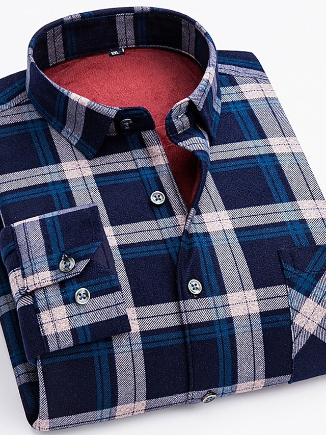 Men's Shacket / Vacation Striped Plaid Round Chevron