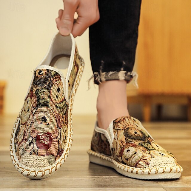 Shoes with Print Canvas Men's Animal Espadrille Slip-On