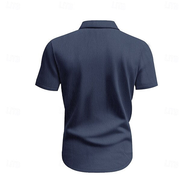 Shirt Casual Button Summer Corduroy Men's