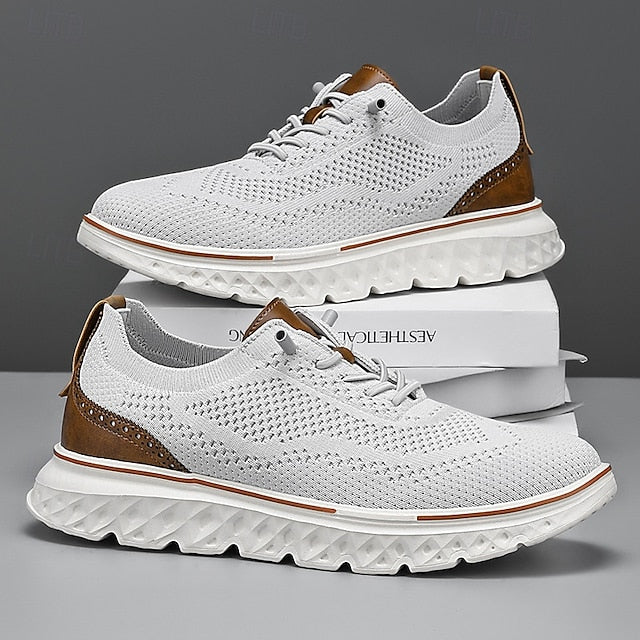 Breathable Men's Sneakers – Lightweight Knit Lace-Up