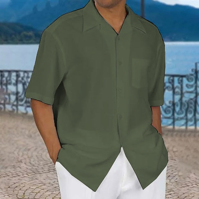 Up Men's Shirt Button Casual Summer Beach