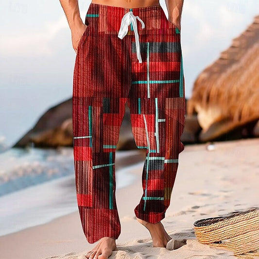 Leg Pants Color Casual Wide Trousers Baggy Men's