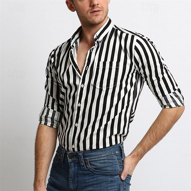 Casual Shirt Beach Men's Button Summer Up