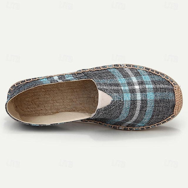 Men's Plaid Summer Canvas Slip-On - Comfortable Espadrilles