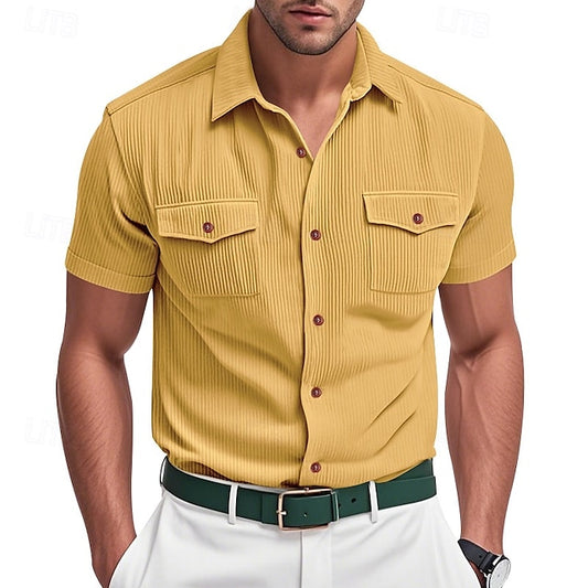 Men's Button Beach Casual Summer Up Shirt