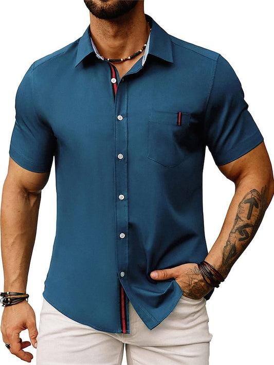 Button Men's Black Up Summer Casual Shirt