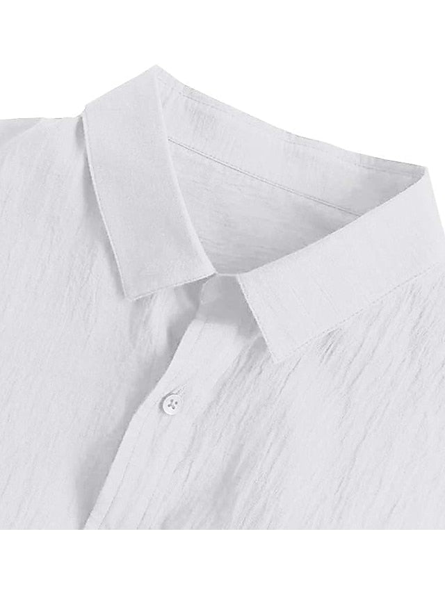 Button Linen Up Wear Shirt Men's Beach Summer