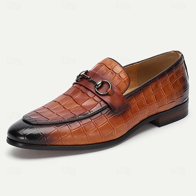 - Men's Crocodile Loafers Pattern Leather Cowhide Premium