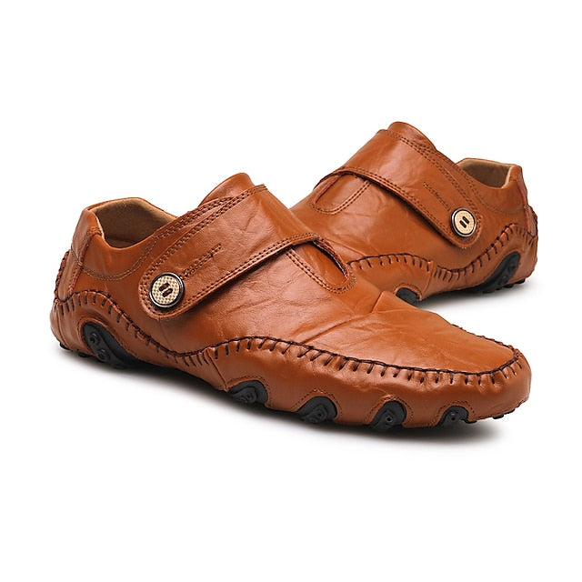 Leather Hand-Stitched Faux Soft Slip-On – Men's Moccasins