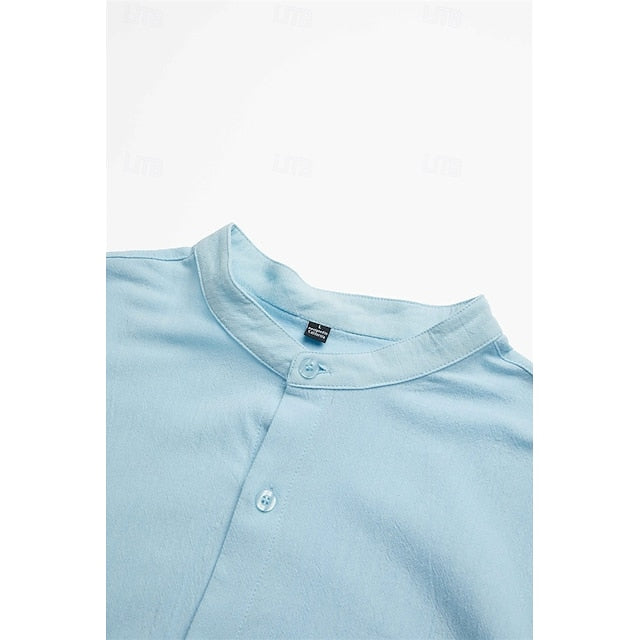 Shirt Men's Collar Beach Summer Wear Band