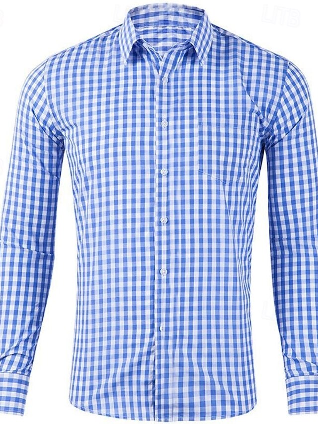 Men's Shirt Shirts Casual Button Checked Up