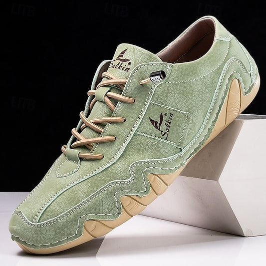 with Men's Green Leather Unique Sneakers Casual Faux