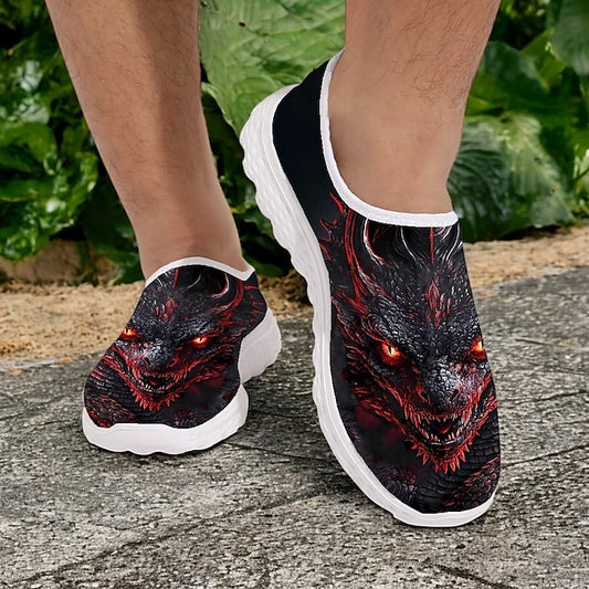 Men's Dragon with Slip-On Red Print – Sneakers