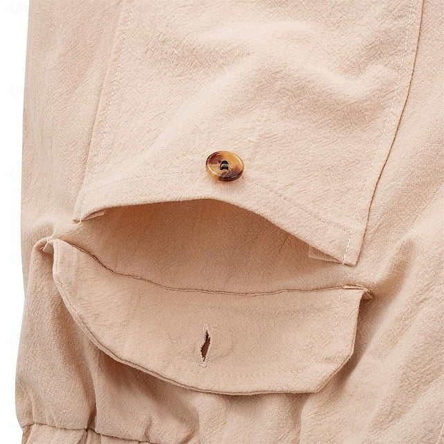 Beach Trousers Men's Linen Summer Pocket Pants Pants Pants
