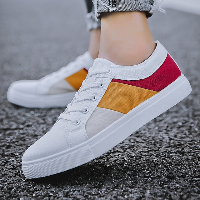 Men's Size Plus Walking White Sneakers Skate Shoes
