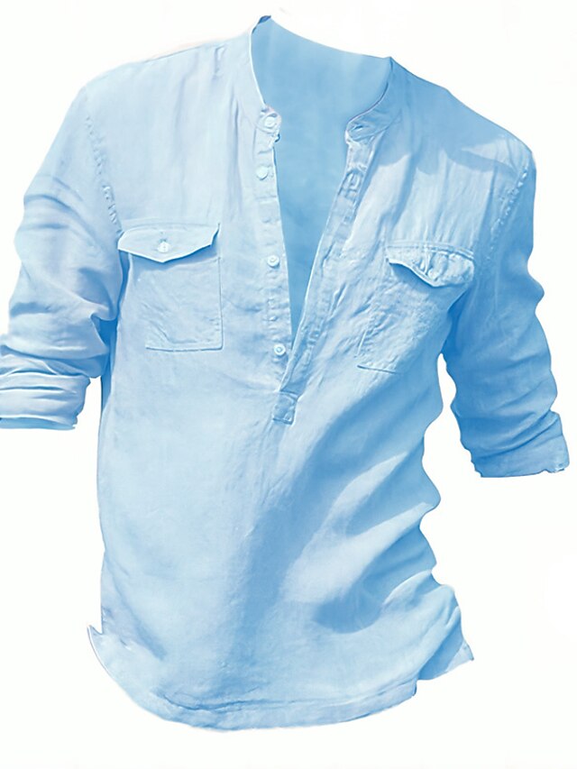 Men's White Cotton Shirt Chinese Linen