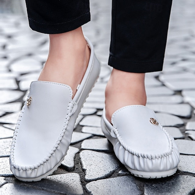 Men's Moccasins Red and Logo Design Elasticized with