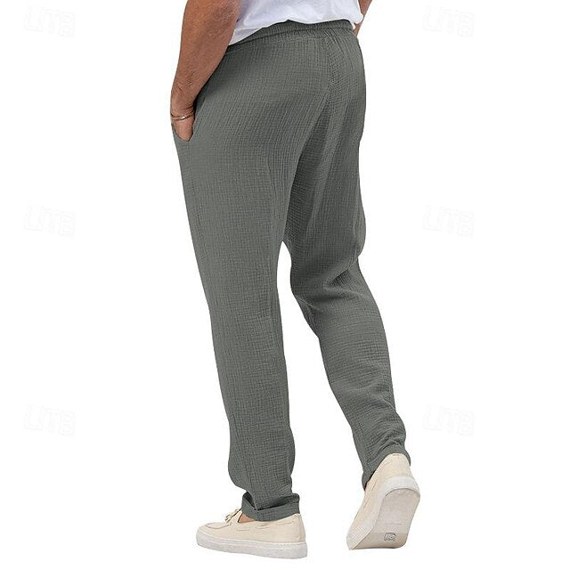Seersucker Shorts Men's Trousers Beach Pants Casual