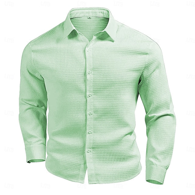 Men's Summer Knit Casual Shirt Waffle