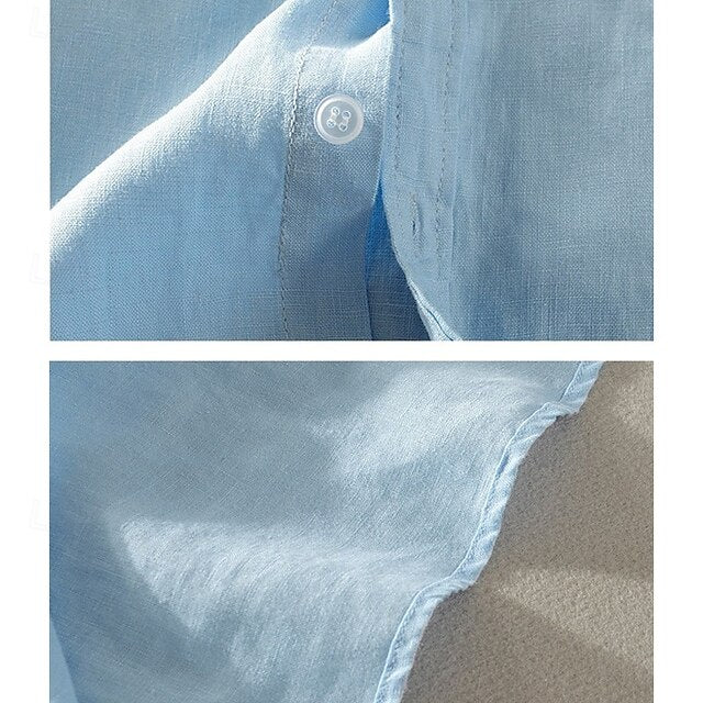Up Button Linen Men's Cotton Casual Shirt