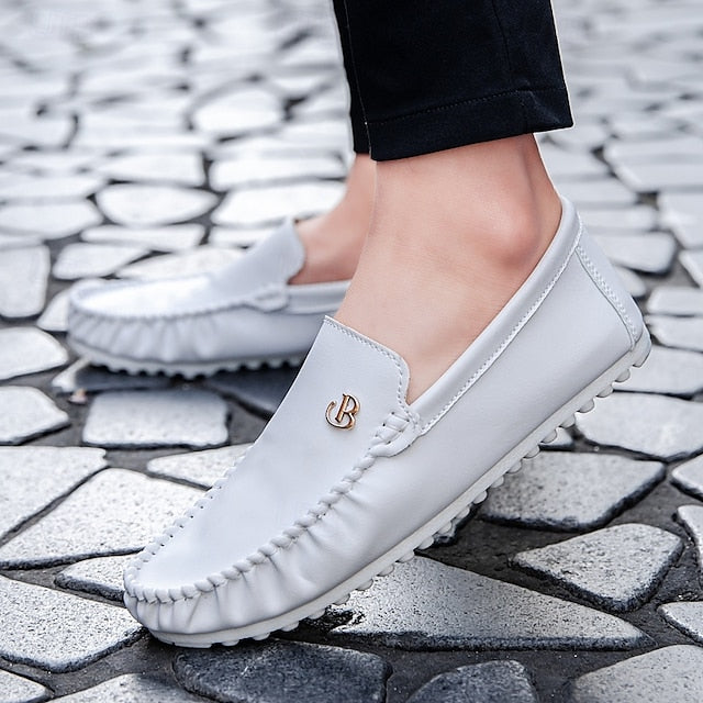 Men's Moccasins Red and Logo Design Elasticized with