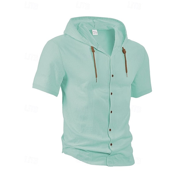 Up Shirt Men's Casual Linen Plain Button